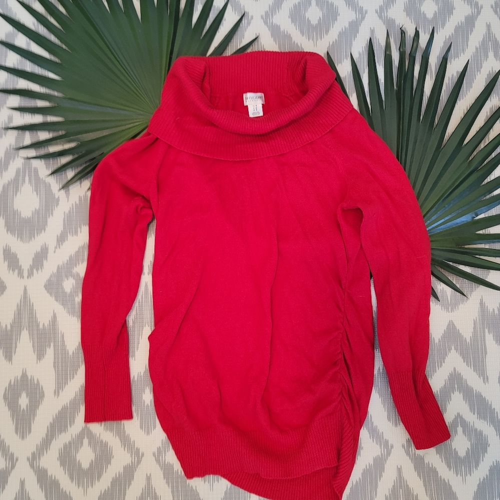 MATERNITY Red Motherhood Maternity Turtleneck Sweater